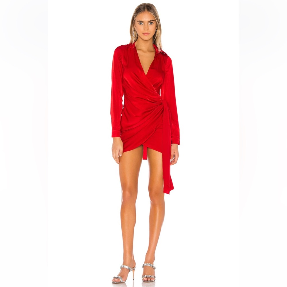 Revolve superdown Sophie Draped Mini Dress in Red - Size S